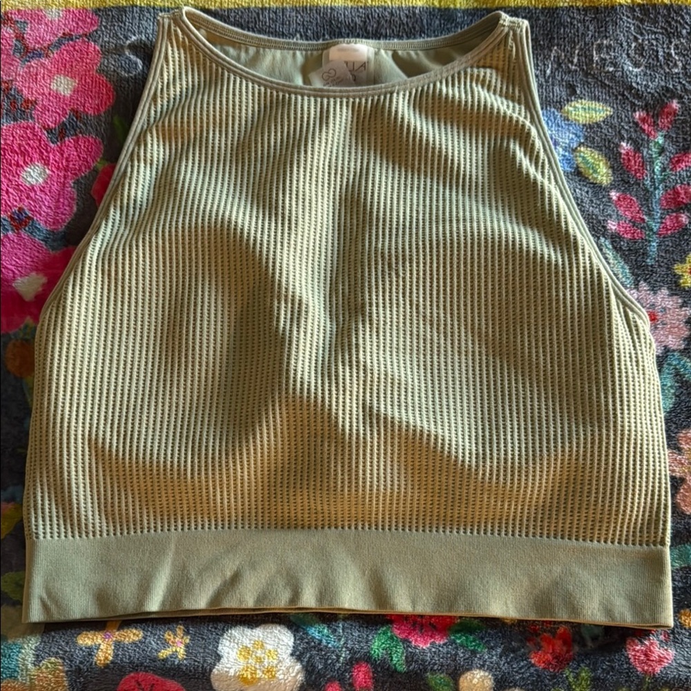 Sage Green Ribbed Sports Bra